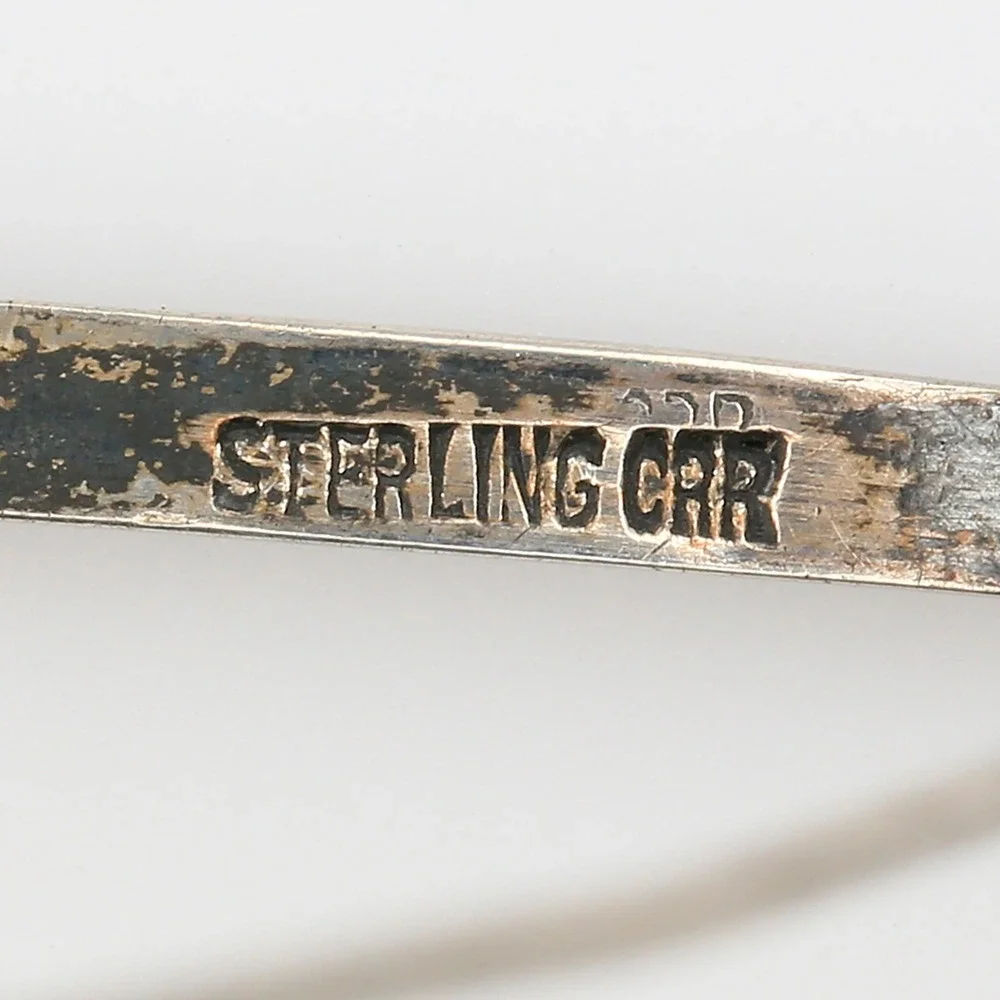 Antique Art Deco CRR Sterling Pink and Clear Paste Rhinestone Bar Pin 1930s